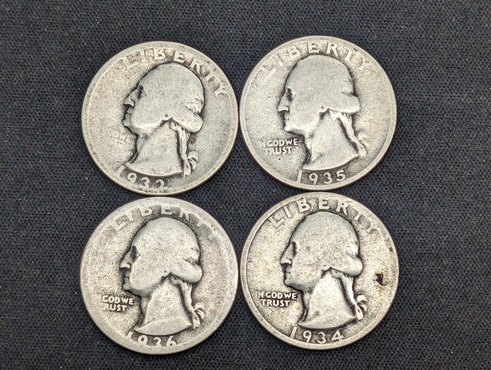 1st 4 years of Washington Quarters 1932, 34D Semi Key, 1935D Semi Key, 1936D Semi Key: 1st 4 years of Washington Quarters 1932, 34D Semi Key, 1935D Semi Key, 1936D Semi Key