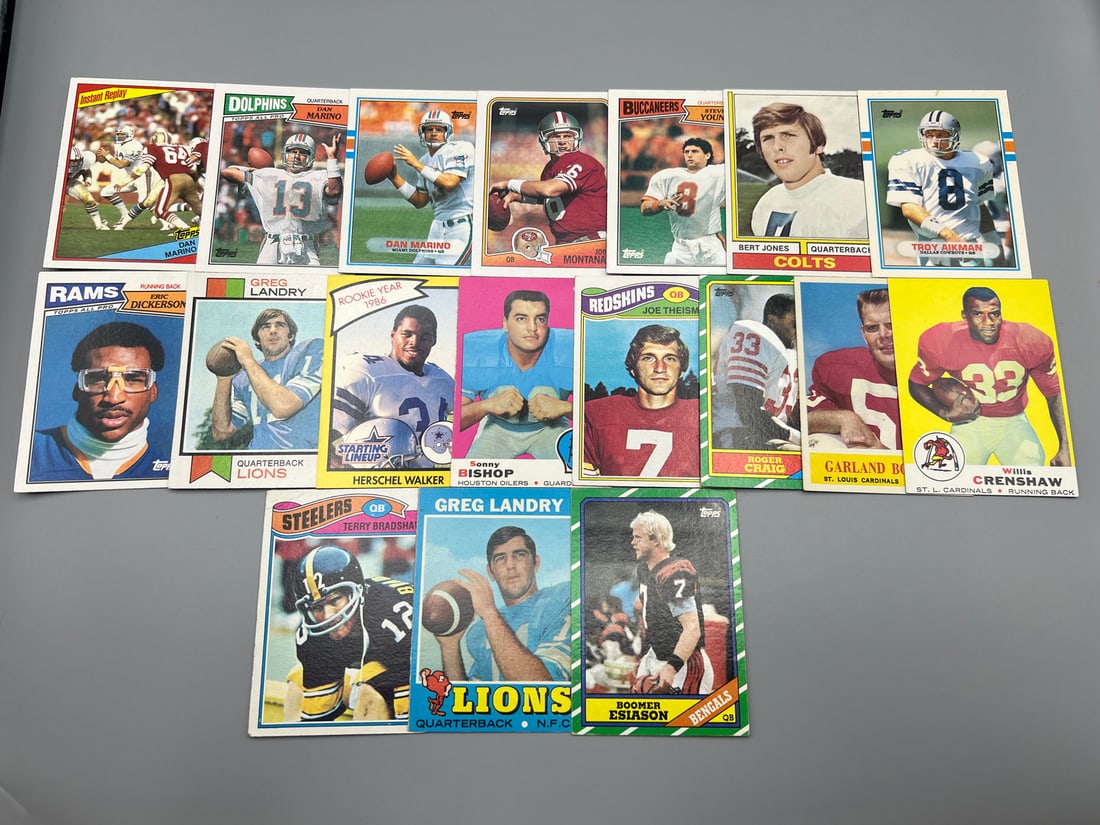 Lot of (18) Assorted Vintage Football Star Player Cards - Varying Conditions - Dan Marino, Troy (1 of 4)