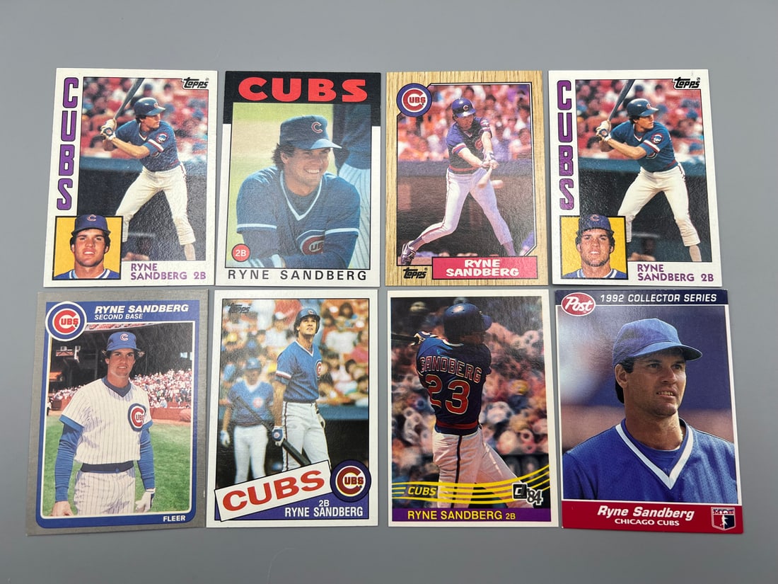 Lot of (8) Assorted Ryne Sandberg Baseball Cards - Varying Conditions (1 of 2)