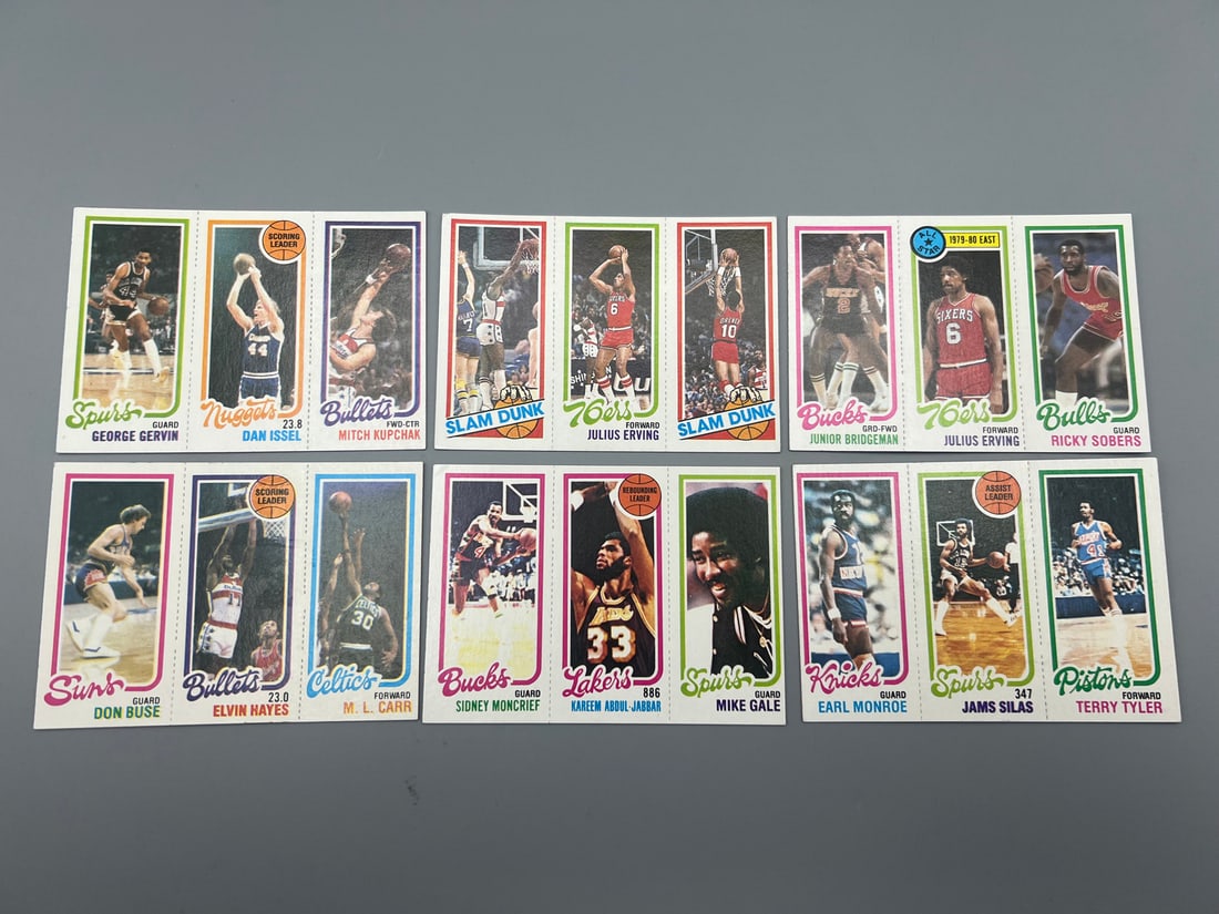 Lot of (6) 1980-81 Topps Basketball Star Player Cards - Varying Conditions - Julius Erving, Kareem (1 of 2)
