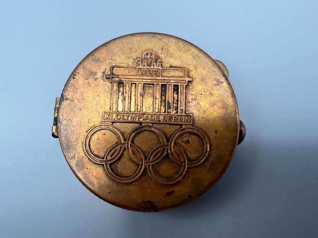 1936 Berlin Germany Olympics Bronze Round Pill/ Keepsake Box (1 of 3)