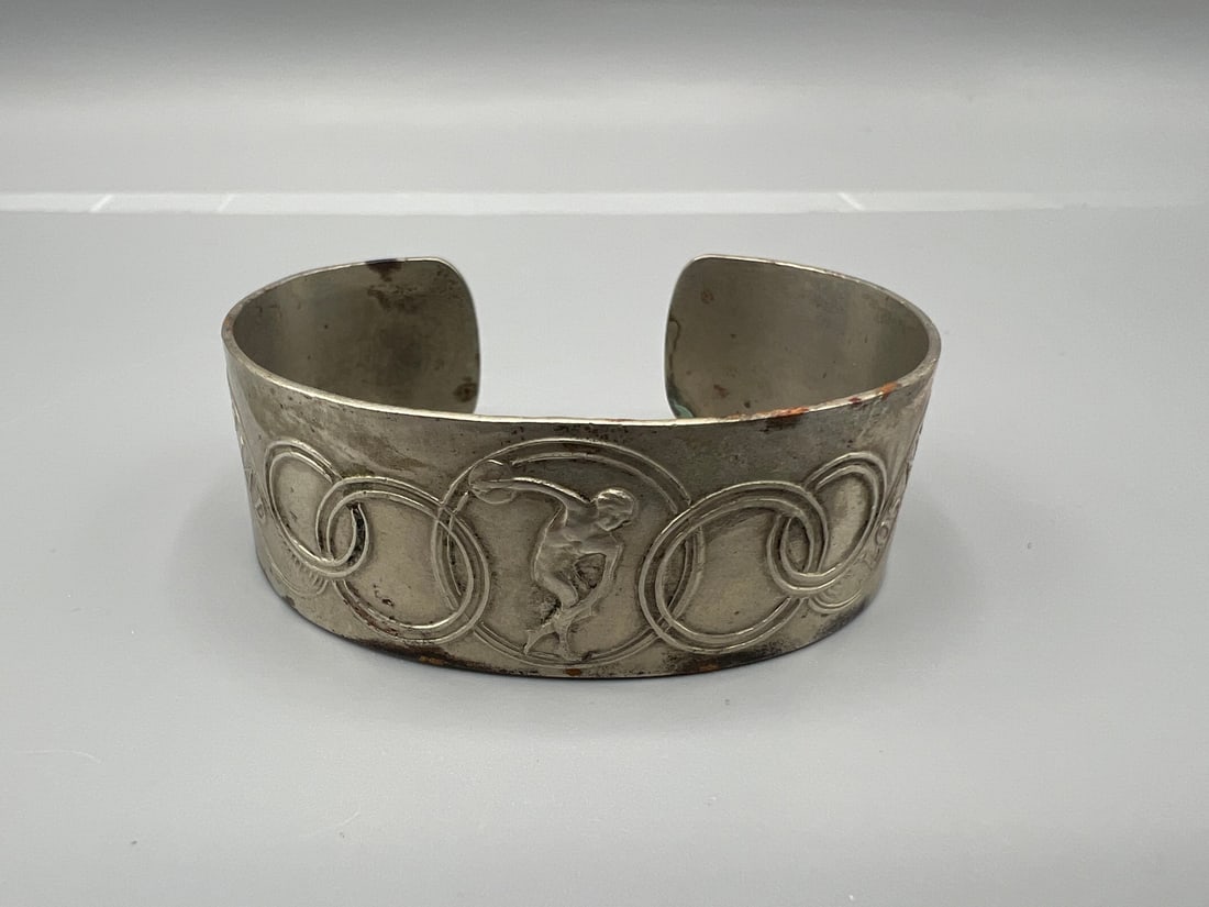 1932 Los Angeles Olympics Silver Cuff Bracelet Engraved with Xth Olympiad Los Angeles and Olympic (1 of 5)