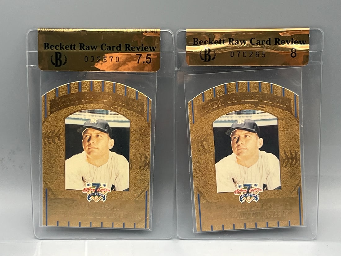 Mickey Mantle Collection Hall of Fame Insert Card (Lot of 2) Beckett Raw 7.5 & Beckett Raw 8 (1 of 2)