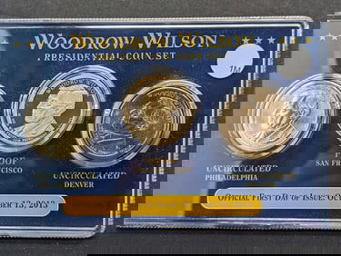 2013-P+D+S Woodrow Wilson Pres. Dollar Set- P&D are UNC, S is Proof