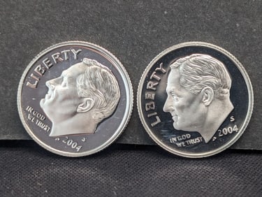 (2) 2004-S 90% Silver Proof Roosevelt Dimes