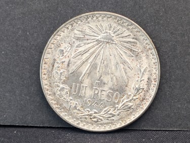 1944 Mexico Silver Peso. Choice BU with nice luster.