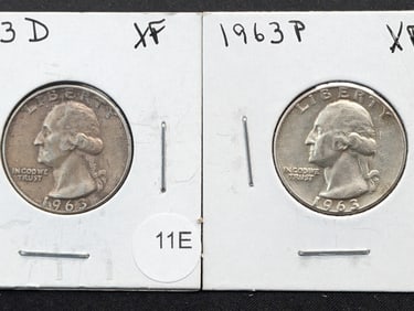 1963-P+D XF 90% Silver Washington Quarters