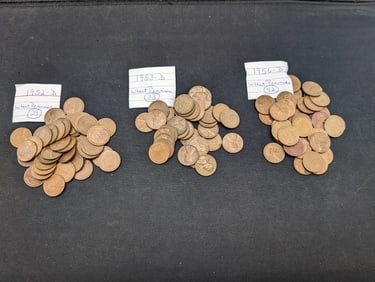 (39) 1952-D, (33) 1953-D, (42) 1956-D Lincoln Wheat Cents
