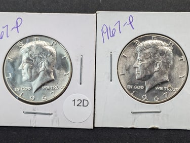 (2) 1967-P BU 40% Silver Kennedy Half Dollars