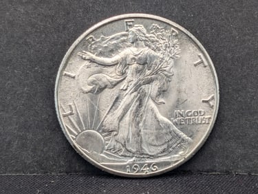 1946-D Walking Liberty Half. Very choice BU from original roll. Great luster.