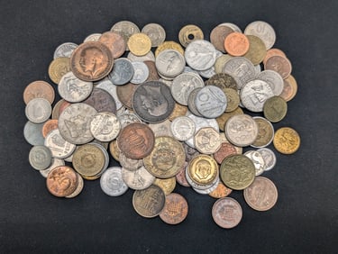 One pound plus of unsearched foreign coins. Nice older mix.