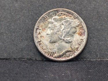 1937 Silver Mercury Dime Full Split Bands