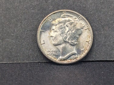 1942-S Silver Mercury Dime Full Split Bands