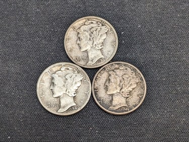 1940 P, 41 P, 44 P Mercury Dimes