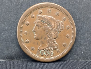 1850 Braided Hair Large Cent. Great Detail.