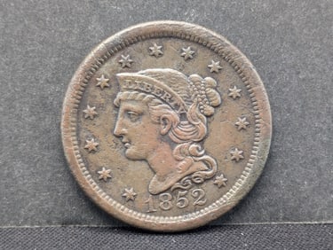 1852 Braided Hair Large Cent. XF detail.