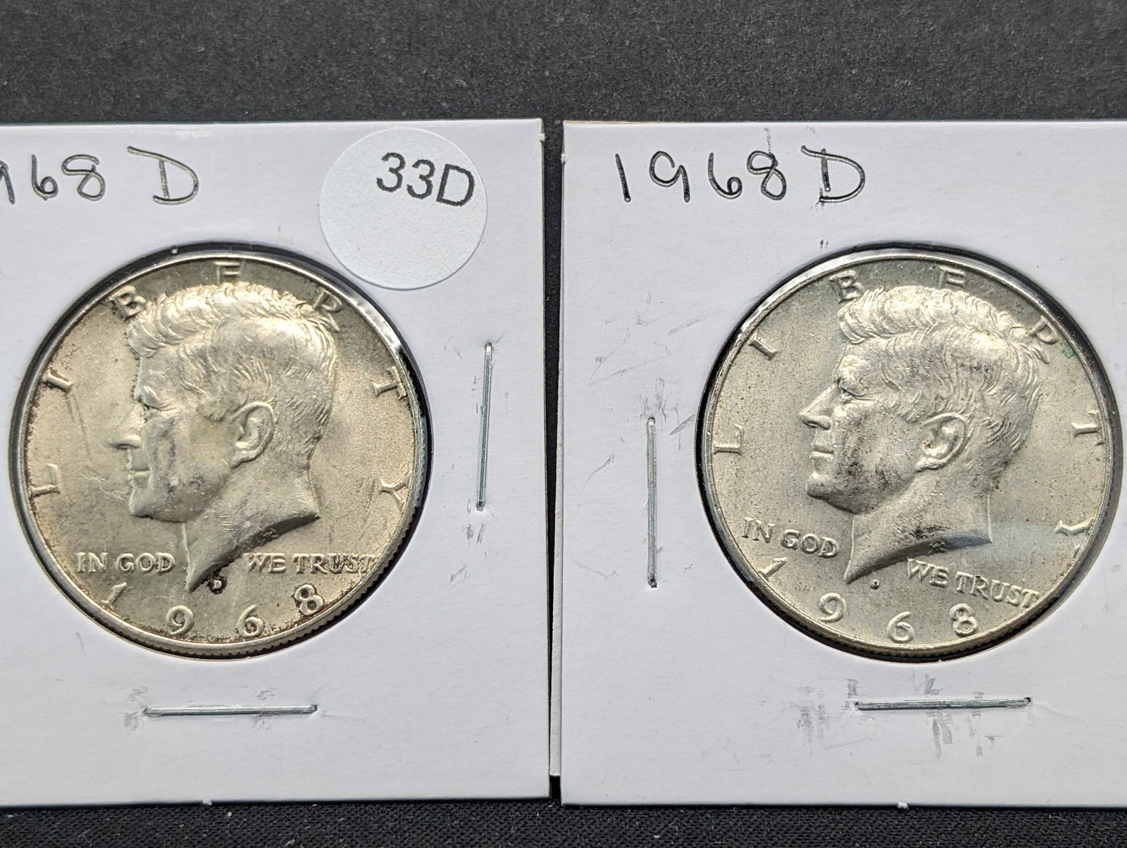 (2) 1968-D UNC 40% Silver Kennedy Half Dollars (1 of 3)