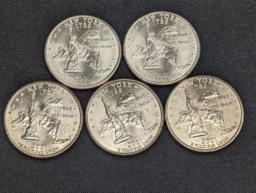 (5) 2001-P New York State Quarter ERRORS- MS