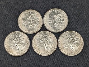 (5) 2000-P New Hampshire State Quarter ERRORS- MS