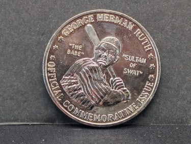 Babe Ruth National Historic Mint Double Eagle Commemorative Silver Medal