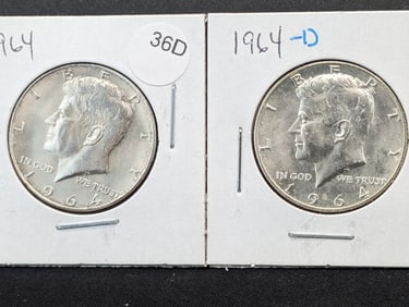 1964-P+D 90% Silver Kennedy Half Dollars
