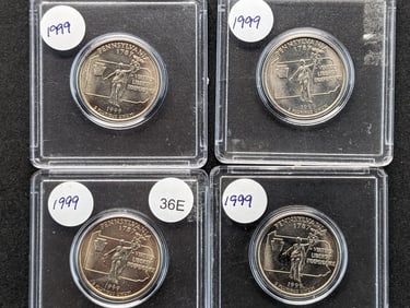 (4) 1999-P BU/MS Pennsylvania State Quarters