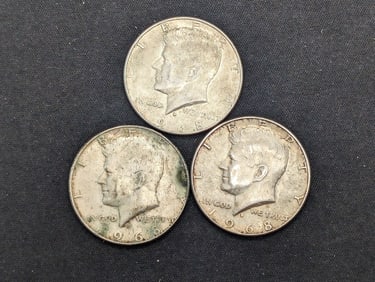 (3) 1968-D 40% Silver Kennedy Half Dollars