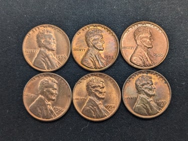 1955-P+D + 1956 P+D & 1958 P+D R/B UNC Lincoln Wheat Cents