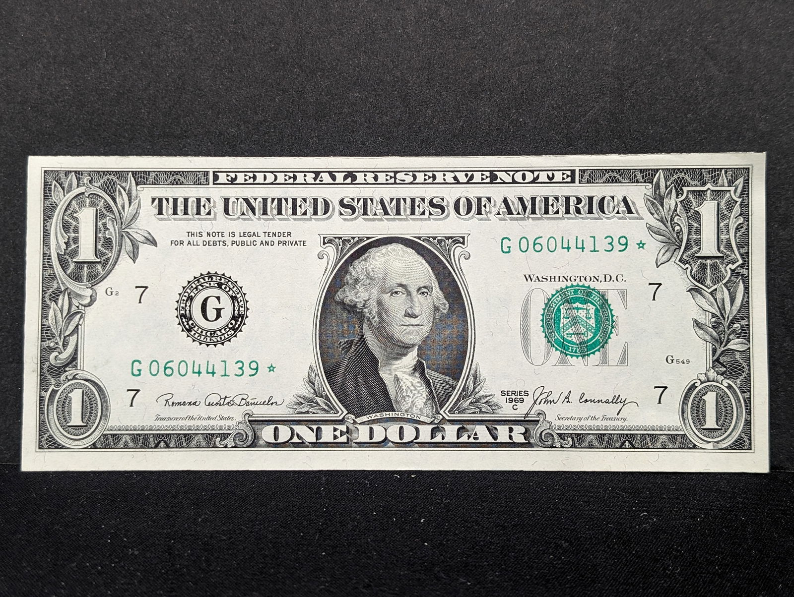 1969-C $1 Green Seal Federal Reserve Star Note- Crisp- 0 Starts Serial Number (1 of 3)