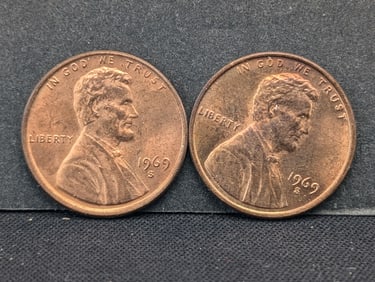 2 -1969-S DDO Lincoln Memorial Cents