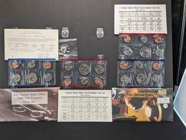 1995 P&D + 1996 P&D U.S. Mint Uncirculated Sets- Contains 1996-W UNC Roosevelt Dime
