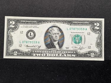 1976 $2 Green Seal Federal Reserve Note- Crisp UNC- 0 Starts Serial Number