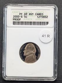2000-S Jefferson Nickel, PF 69 HVY Cameo