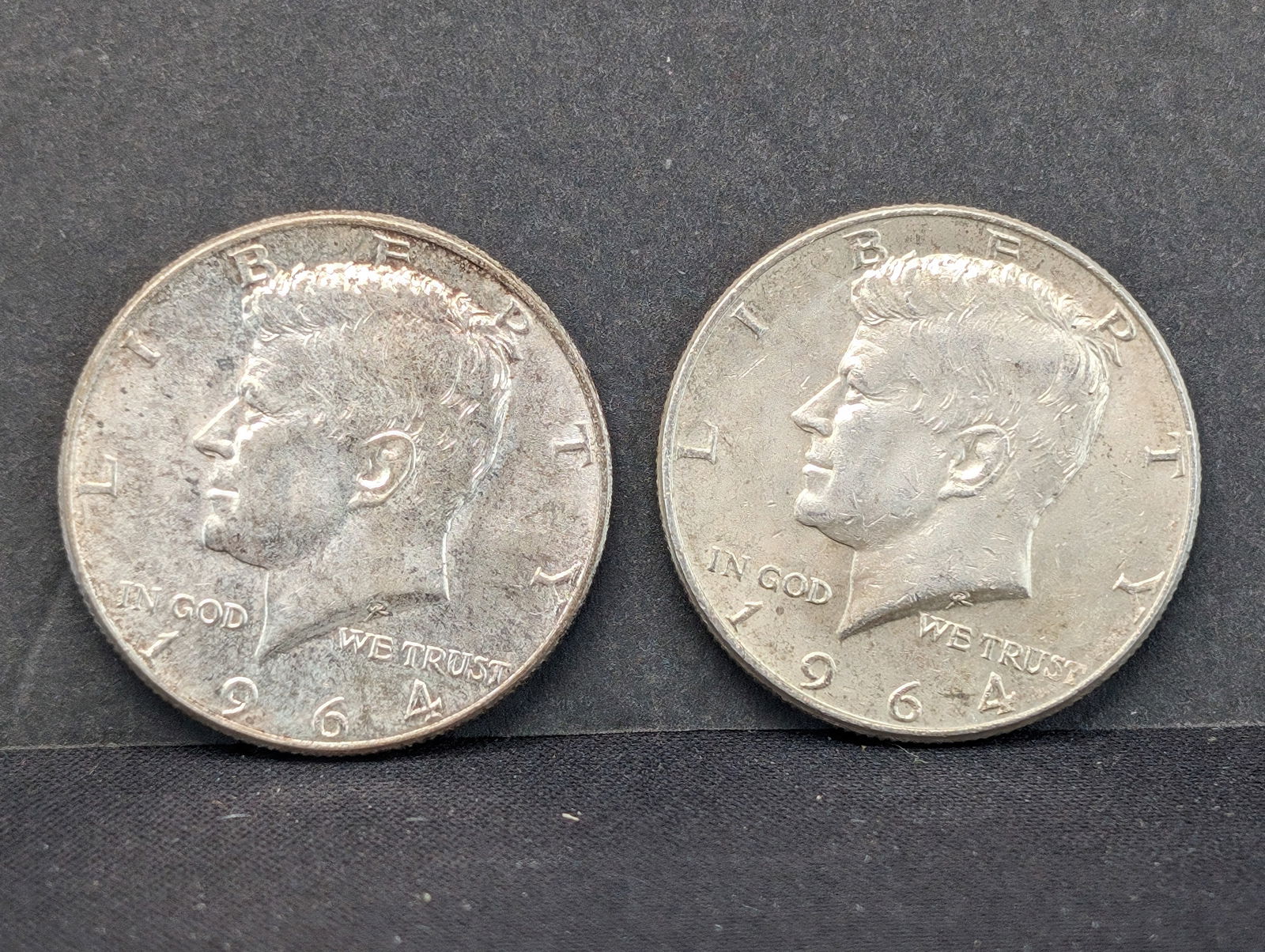 (2) UNC 1964 90% Silver Kennedy Half Dollars (1 of 2)