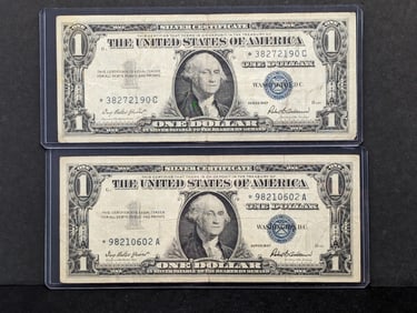 2 - $1 Silver Certificates 1957 Series STAR NOTES