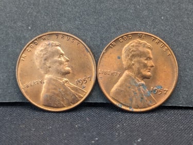 1957-P+D Red BU Lincoln Wheat Cents