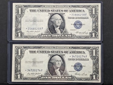 2 - $1 Silver Certificates 1935-E Series STAR NOTES