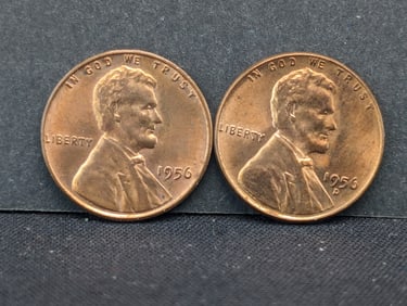 1956-P+D Red BU Lincoln Wheat Cents