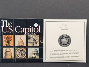1994 S US Capitol Silver Dollar. GEM proof in original packaging plus COA.