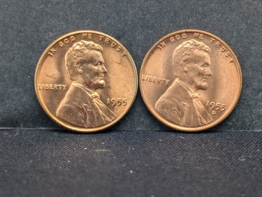 1955-D+S Red BU Lincoln Wheat Cents