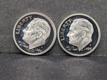 (2) 2004-S 90% Silver Proof Roosevelt Dimes