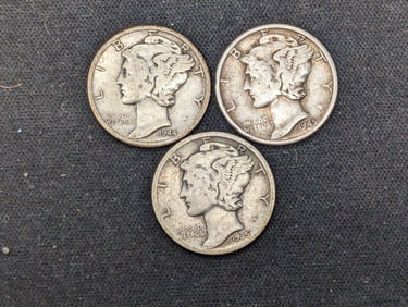 1935 P,44 P, 45 P Mercury Dimes