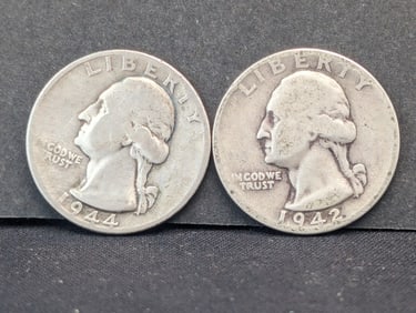 1942 P, 44 P Washington Quarters