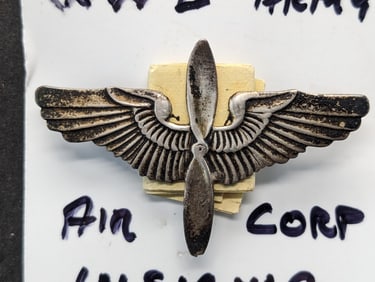 Sterling Silver WWII Army Air Corps Wings w/ Info Card