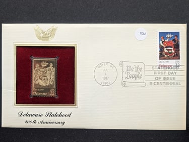 1992 24K Gold Delaware First Day Cover