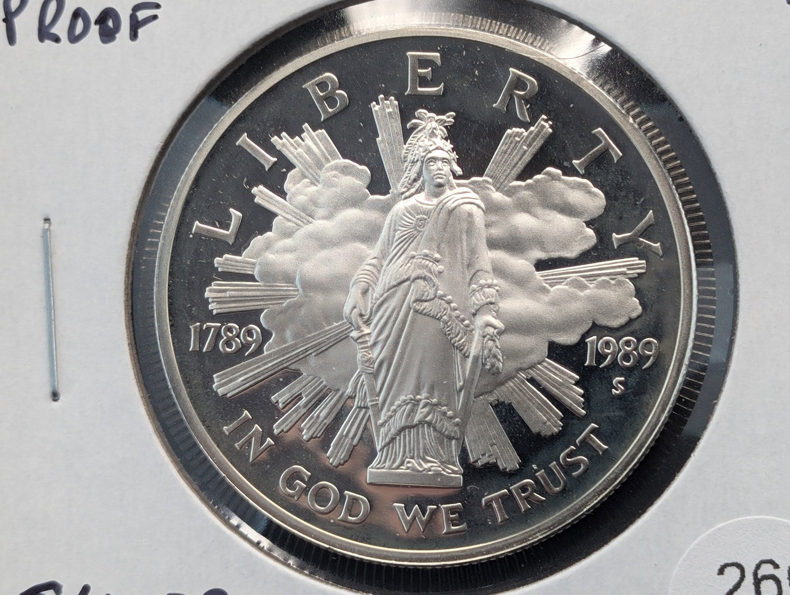 1989-S Proof Lady Liberty Silver Dollar. (1 of 3)