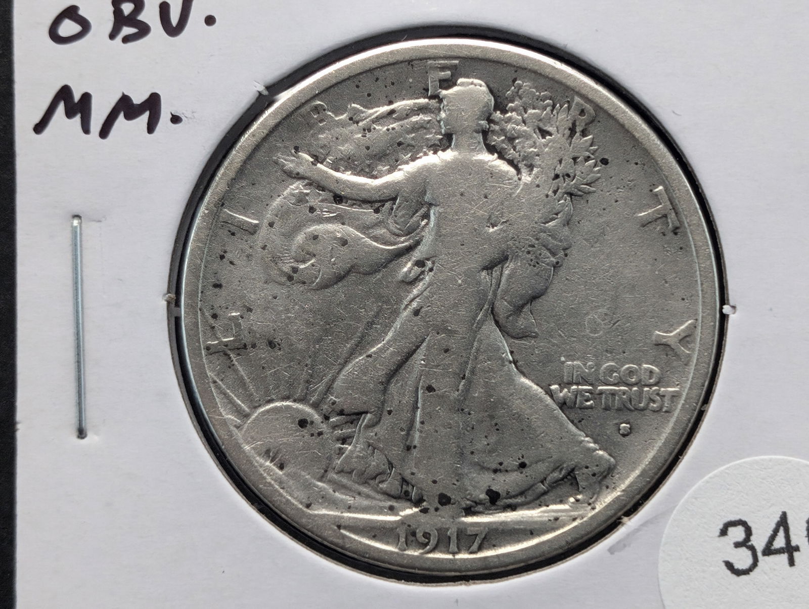 1917-S OBV. Mint Mark Walking Liberty Half Dollar. (1 of 3)