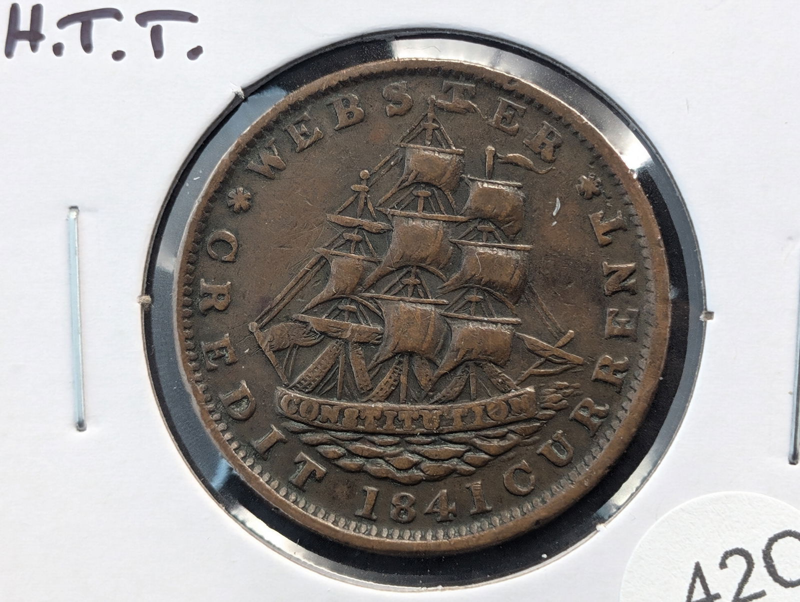 1841 Hard Times Token. Millions For Defense. (1 of 3)