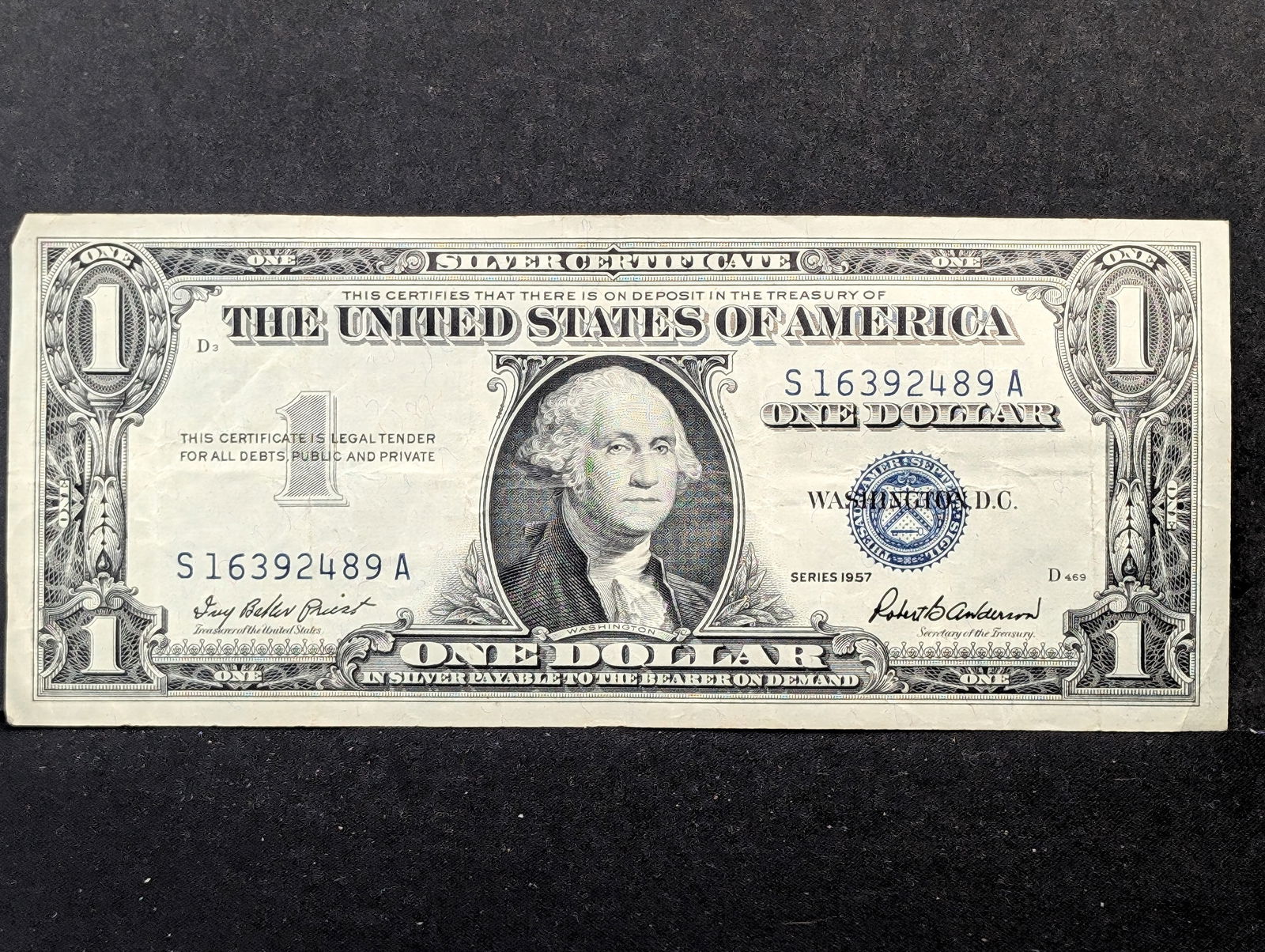 1957 Blue Seal $1 Silver Certificate (1 of 3)