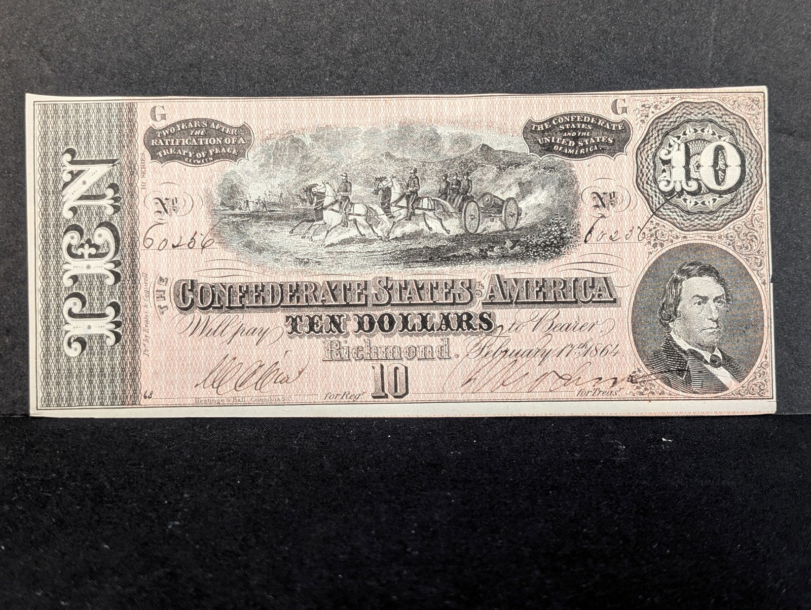 1864 $10 Confederate States of America Note (1 of 3)